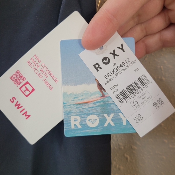 ROXY Black Swim Beach Classics Cheeky Shortie Bottom Size XXL - Picture 7 of 13